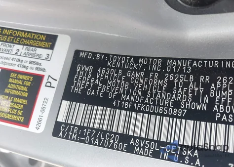 2013 Toyota Camry Se z USA, uszkodzony, nr VIN 4T1BF1FK0DU650897